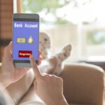 Bank / savings bank to open a bank account online financial concepts.