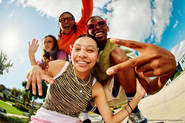 POURQUOI LES JEUNES AFRICAINS CRÉENT UNE NOUVELLE IDENTITÉ CULTURELLE MONDIALE 4 Wide angle shot of Gen Z group of friends hanging out together.