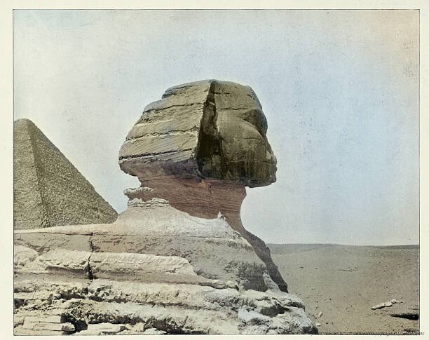 EXPLORATION DES RÉCITS DES ANCIENNES CIVILISATIONS AFRICAINES SUR DES VISITEURS CÉLESTES 7 Egyptian History, Great Sphinx of Giza, Egypt, Vintage photograph 19th Century